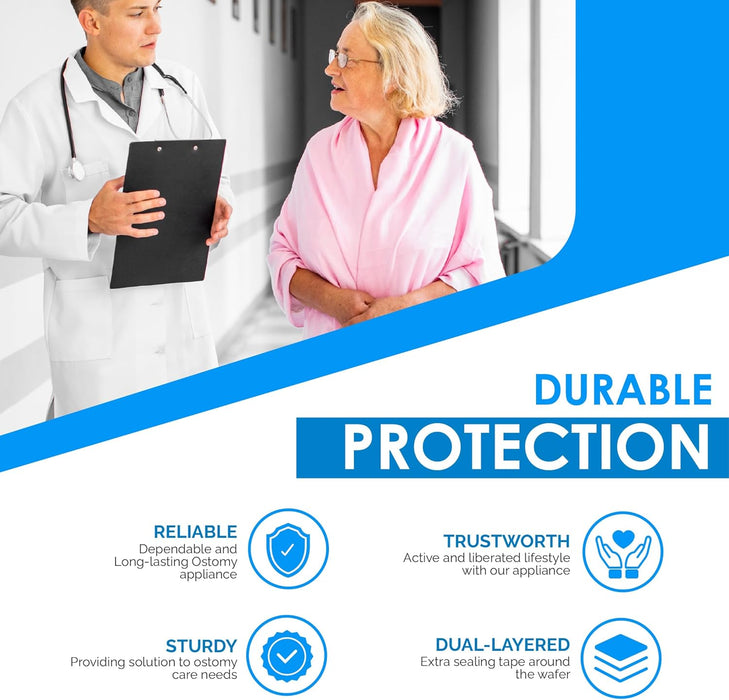 Safe N Simple 12" Drainable One Piece Pouch Standard Wear Cut to Fit Transparent with Tape Collar and velcro closure (80 Count)