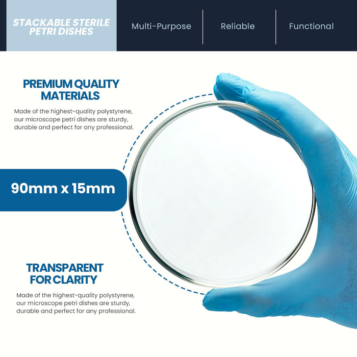 MedPride Stackable Petri Dishes with Lids, Sterile 90mmx15mm -  20 Pack of 25 (500 Count)