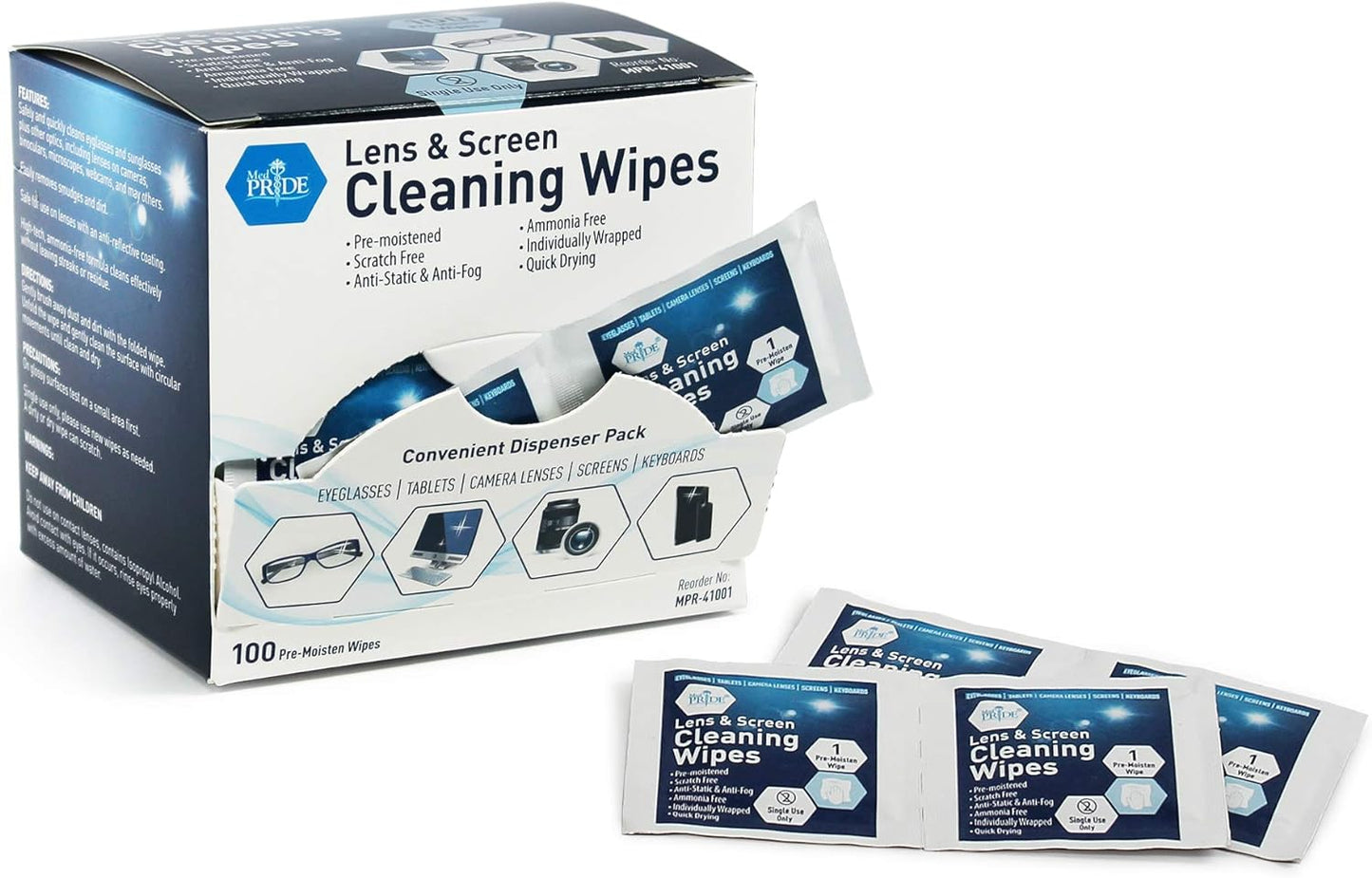 Lens Cleaning Wipes - 6" x 5"- 50/100/cs.