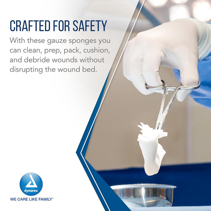 Dynarex Surgical Gauze Sponge - Sterile 2's, 8" x 4" 12 Ply, 25ea/bx, 20bxs/cs (500 Count)