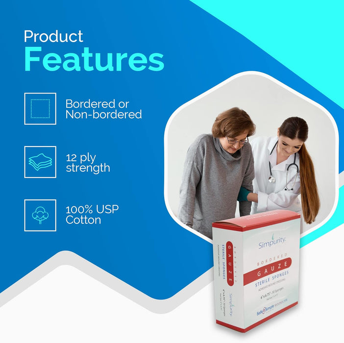 Safe N Simple Simpurity Bordered Woven Gauze (480 Count)