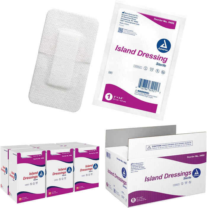 Dynarex Island Dressing Sterile, 2" x 3.5" - 50ea/bx  6bxs/cs (300 Count)