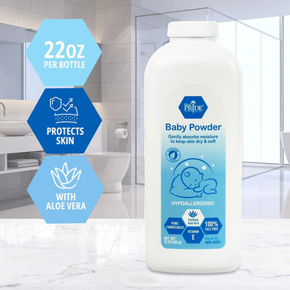 Baby Powder w/seal - White Bottle - 22 oz, 18/cs.