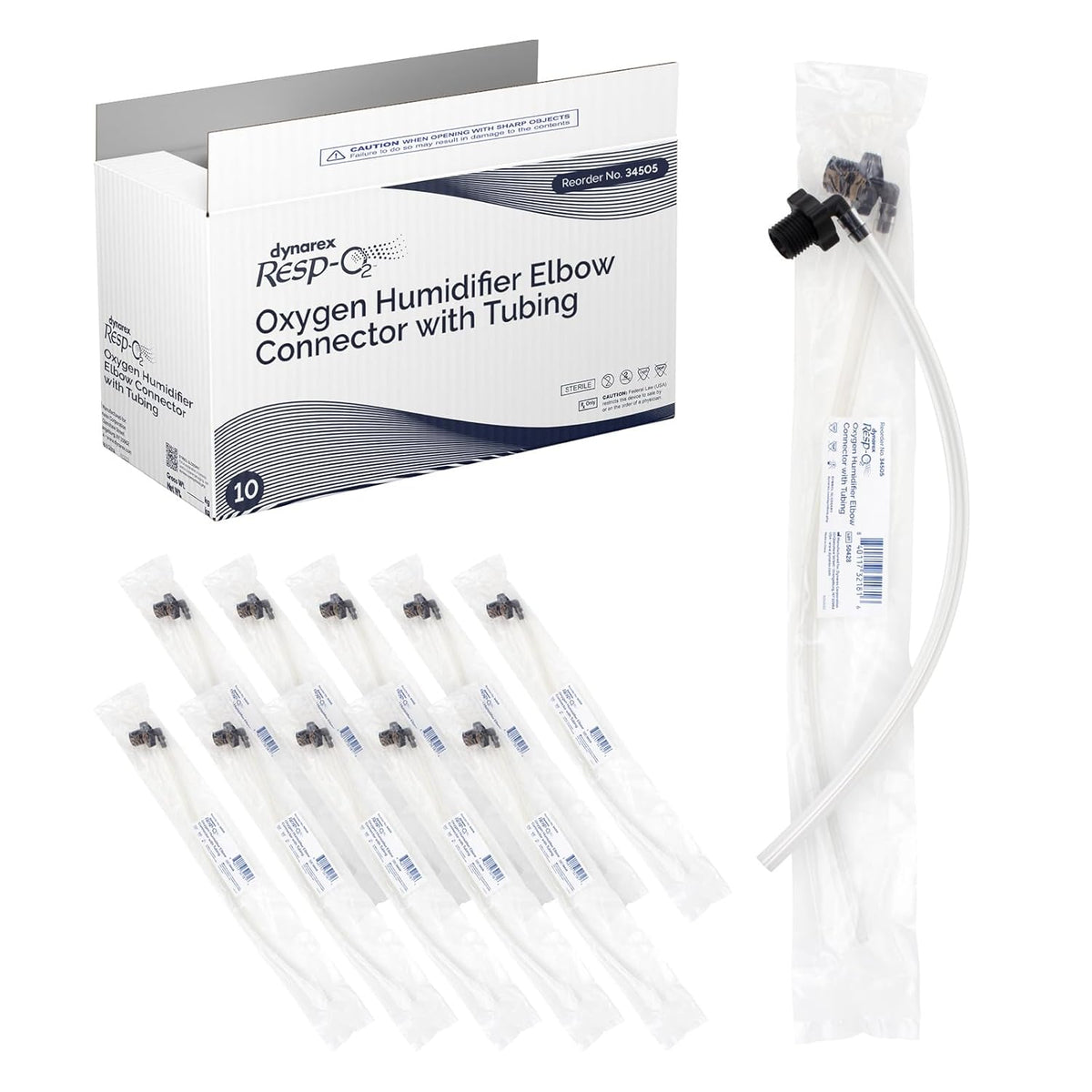 Dynarex Oxygen Humidifier Elbow Tubing Connector (10 Count) — Go Bulk ...