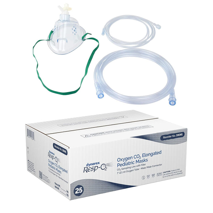 Dynarex EtCO2 Elongated Mask w/ CO2 sampling line w/ 7', 2.1 m - (25 Count)