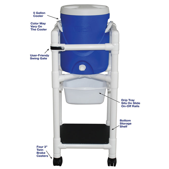 MJM International - Refreshment Cooler cart with slide out Storage Tray and 5 Gallon Cooler