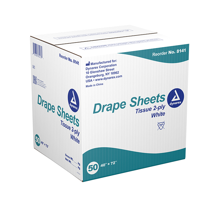 Dynarex Drape Sheets, 40" x 72" - White (50 Count)
