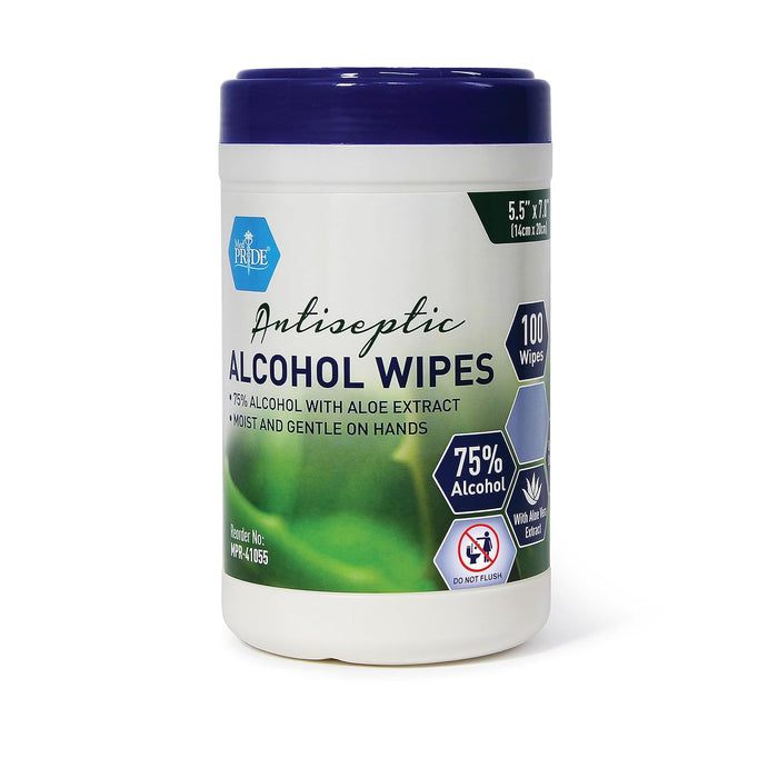 Antiseptic Alcohol Wipes - 75% Alcohol - 100/canister - 12 canisters/cs.