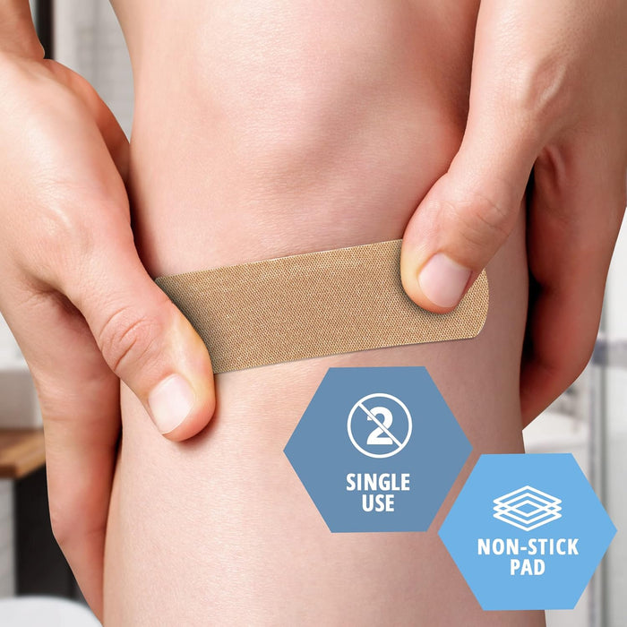 MedPride Sterile Fabric Adhesive Bandages, 3/4'' x 3" First Aid Bandages Coated with Hypoallergenic Adhesive & Non-Stick Pad - 100/Box, Case of 24 (2400 Count)