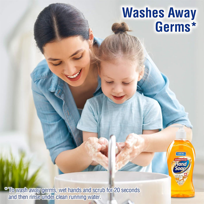 Lucky Super Soft Antibacterial Hand Soap, Cleansing Hand Wash Liquid with Pump, Value Pack, 12 bottles, 11.25 fl.oz.