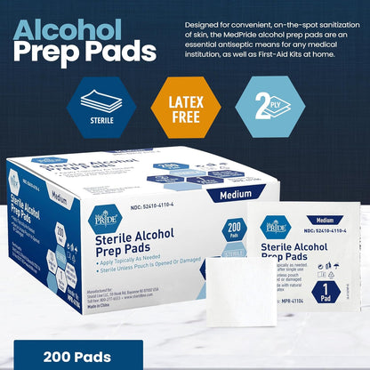 Sterile Alcohol Prep Pads - Md - 10/200/cs.