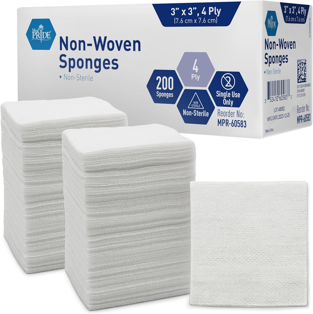 MedPride Non-Woven Surgical Sponges, First Aid Wound Care Dressing Spo ...