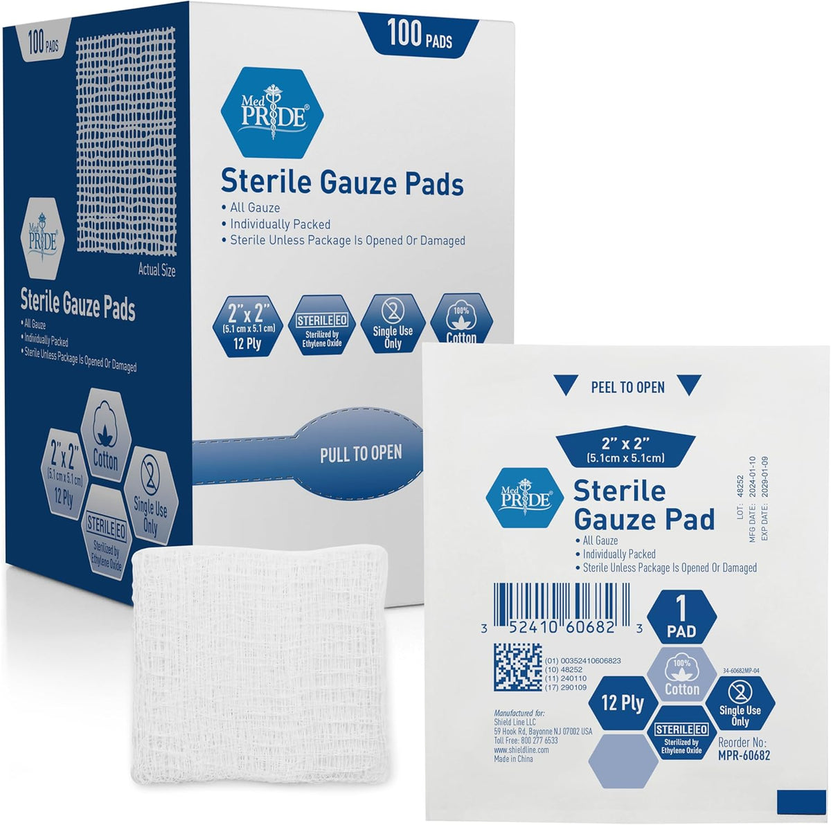 MedPride Sterile Gauze Pads for Wound Dressing & First Aid Kit - 1's ...