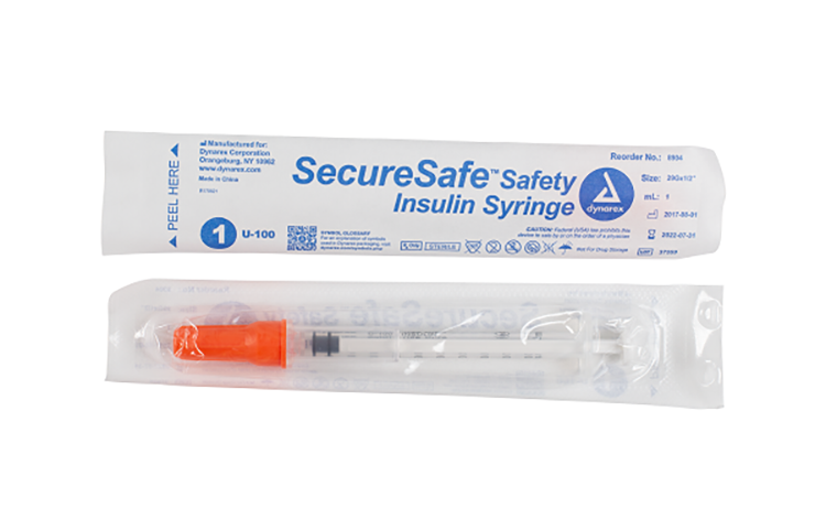 Dynarex SecureSafe Safety Insulin Syringes (500 Count)
