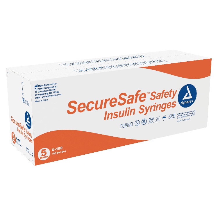 Dynarex SecureSafe Safety Insulin Syringe - New Mechanism (500 Count)
