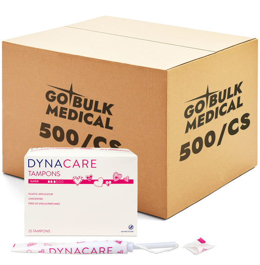 Dynacare Regular Tampons Plastic Applicator - Bulk, 6-9gr absorbency, 500/cs