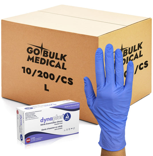 Dynarex DynaPlus Nitrile Exam Gloves 2 Mil Thick, Powder-Free, Box of 10