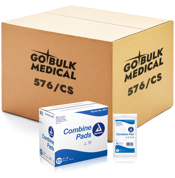 Dynarex Combine Pads - Non-Sterile, 5" x 9", Bulk/576/cs