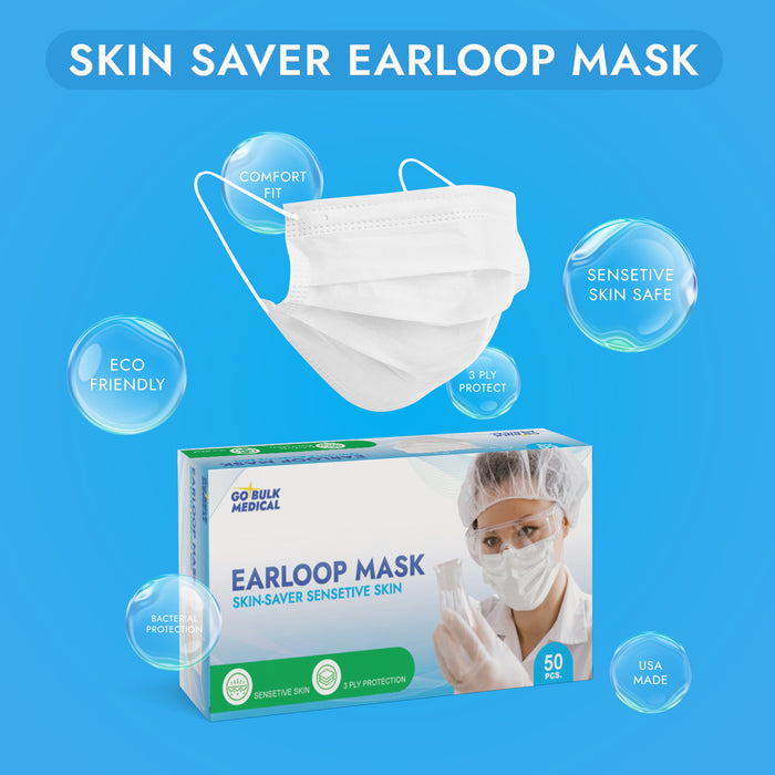Sensitive Skin Earloop Masks 500 Count by Pro Gear - Made in the USA
