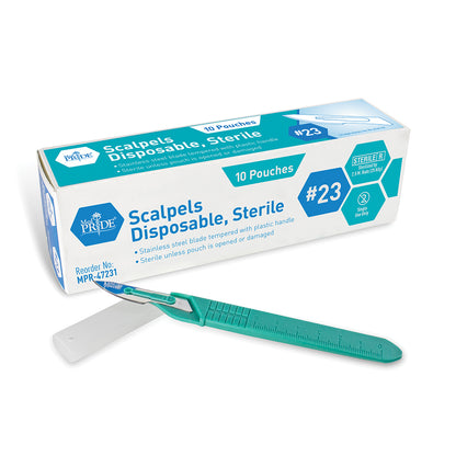 MedPride Disposable Scalpels - Stainless - Sterile #10 to #23  - 10 Boxes Per Case / Total of 100 Counts