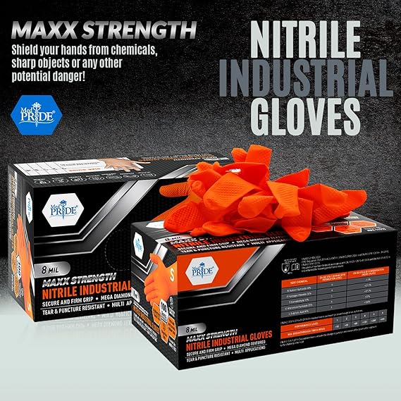 Nitrile Industrial Orange Gloves