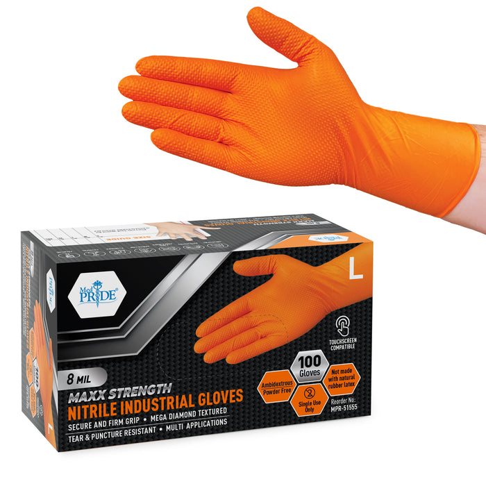 Nitrile Industrial Orange Gloves