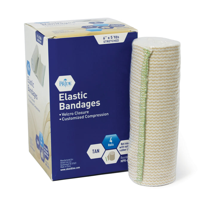 MedPride Elastic Bandages, Green - Velcro - 6"x5 yds - 4pcs/bx, Case of 45 (180 Count)