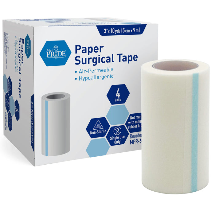 MedPride Paper Surgical Tape, 3" x 10 yds - 4/Box, Case of 12 (48 Count)