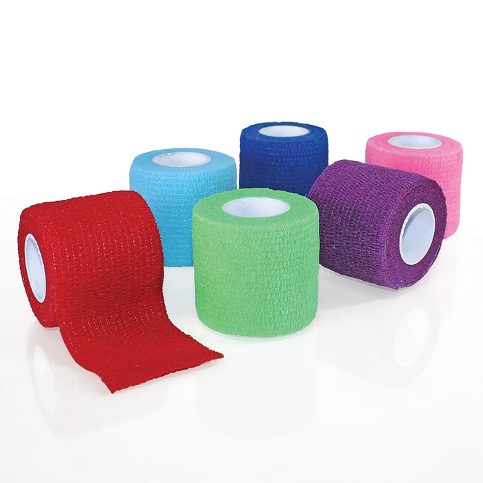 Medpride Self-Adherent Wrap, 2"x5" yds. - Rainbow - Latex Free, 6 colors/Box, Case of 36 (216 Count)