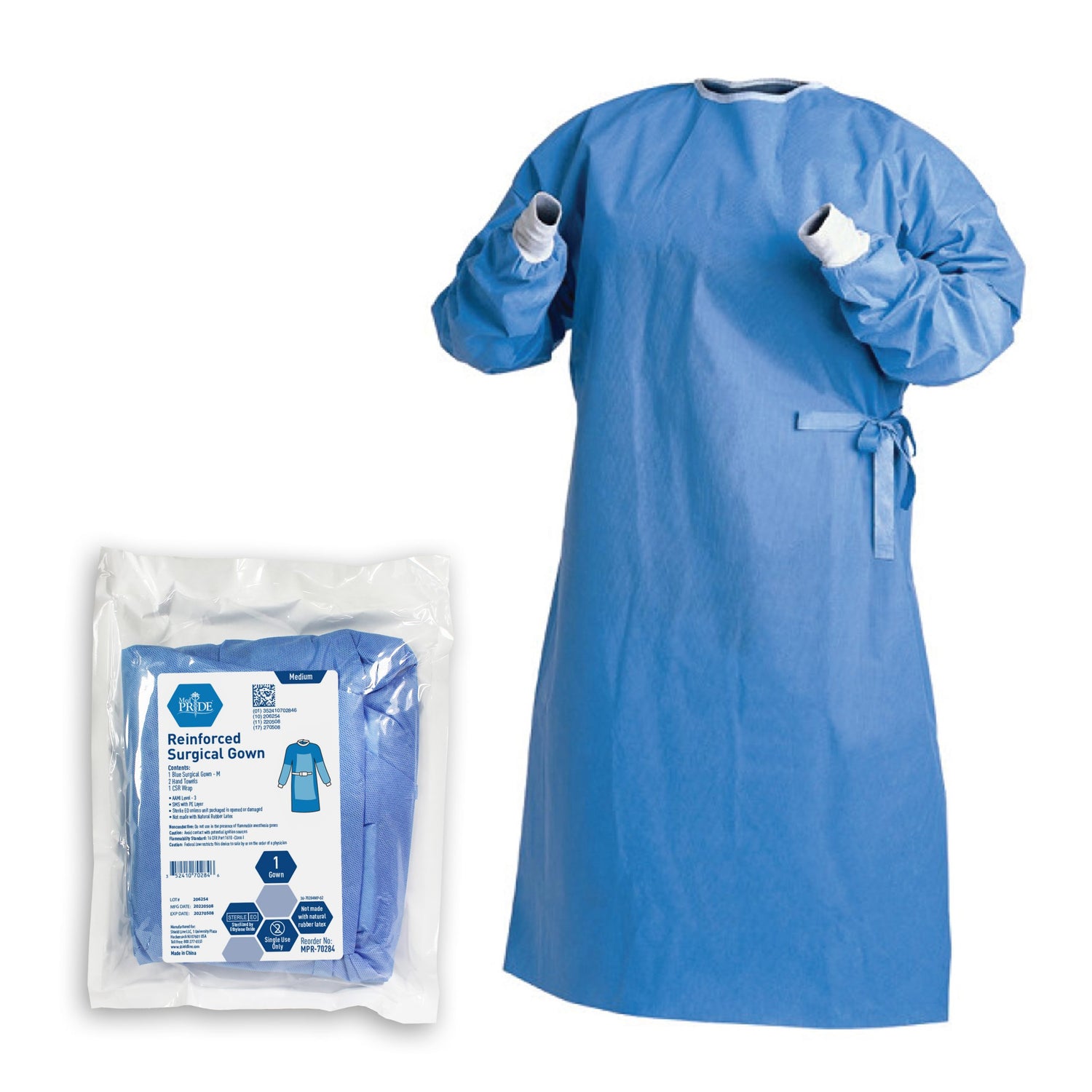 MedPride M-XXL Surgeons Gowns - Reinforced w/2 Towels & 1 Wrap (AAMI-3) - Case of 20 (20 Count)