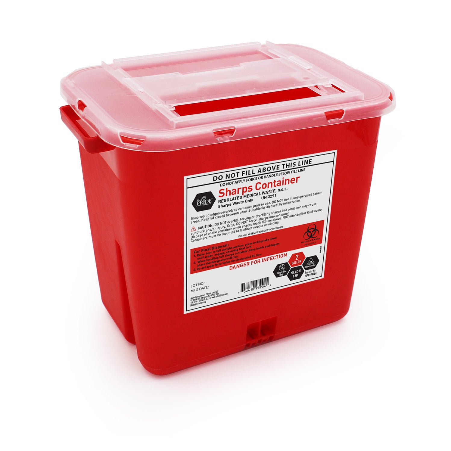 MedPride 2 Gallon Sharps Containers, Slide Lid, 20/cs — Go Bulk Medical