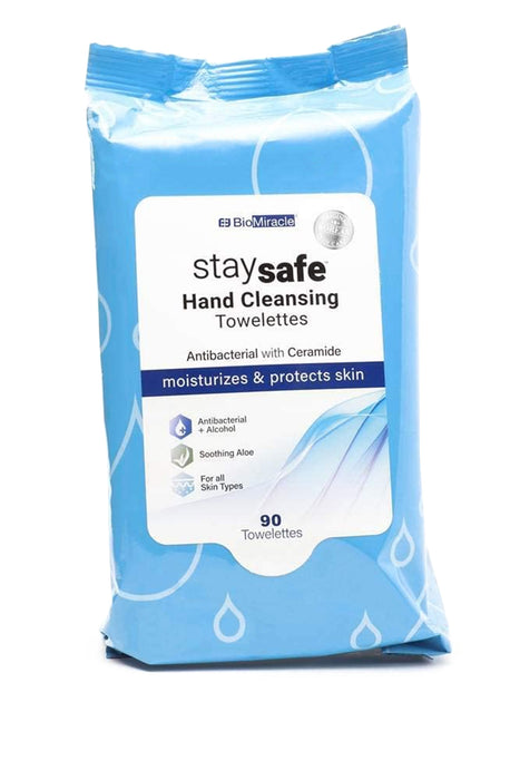 Stay Safe Antibacterial Hand Cleansing Towelettes 12 count of 90/Pack(1080 count)