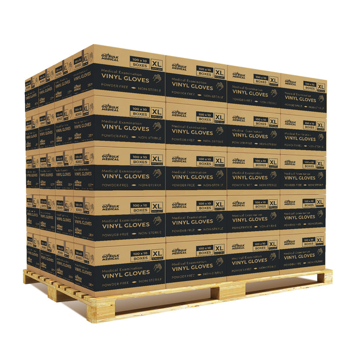Pallet Vinyl Exam Gloves Case of 100 Cases(100,000 Gloves) 4.3 mil Thick Powder-Free Heavy Duty Disposable Gloves