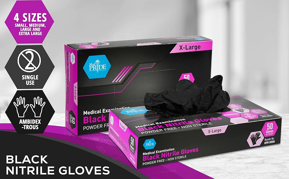 Black Nitrile Exam Gloves