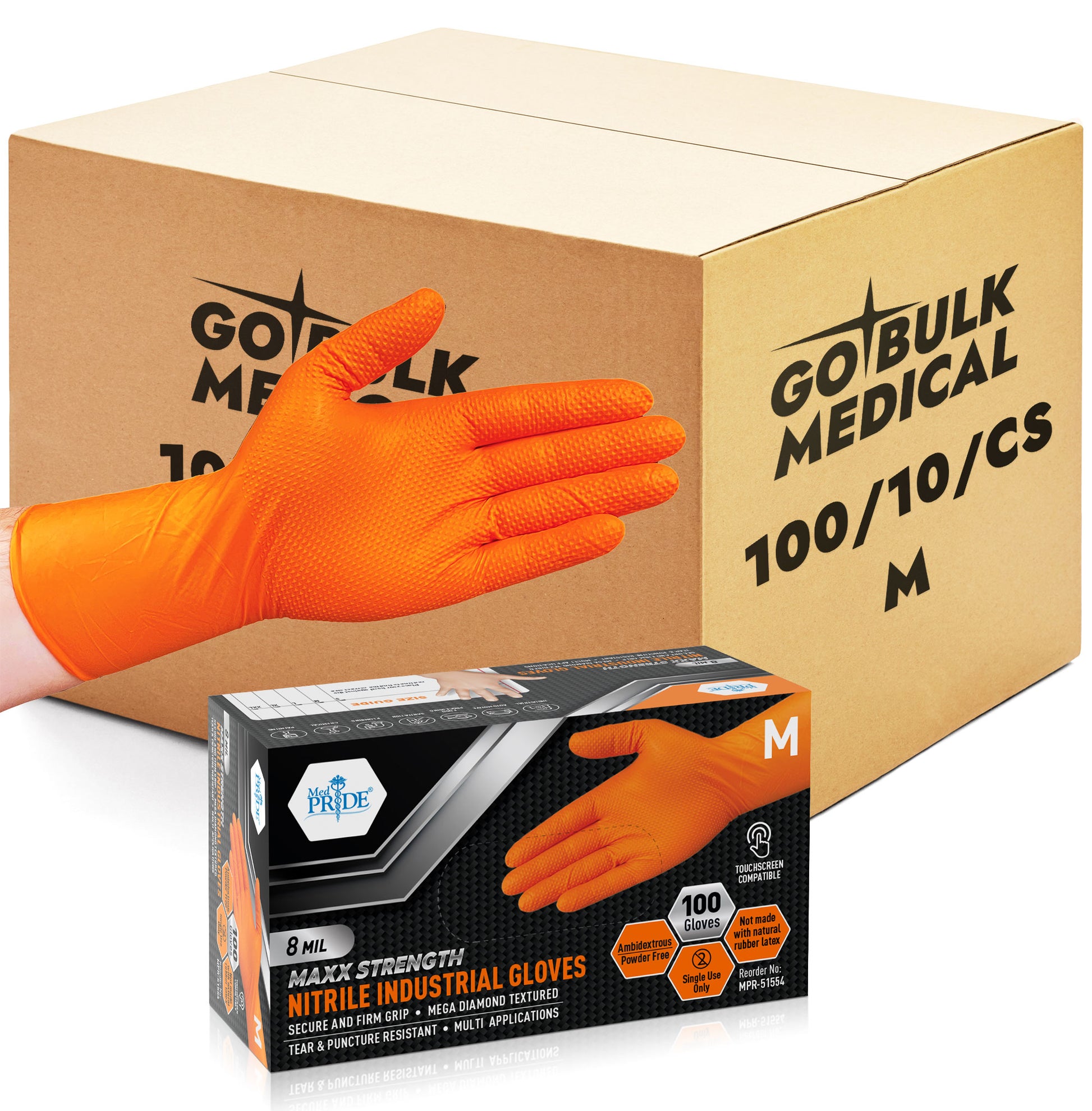 Nitrile Industrial Orange Gloves