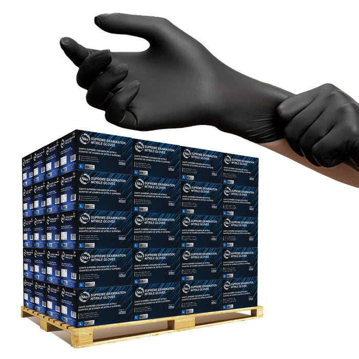 Pallet Sky Black Nitrile Exam Gloves of 100 Cases(100,000 Gloves) 5 mil Thick Powder-Free Heavy Duty Disposable