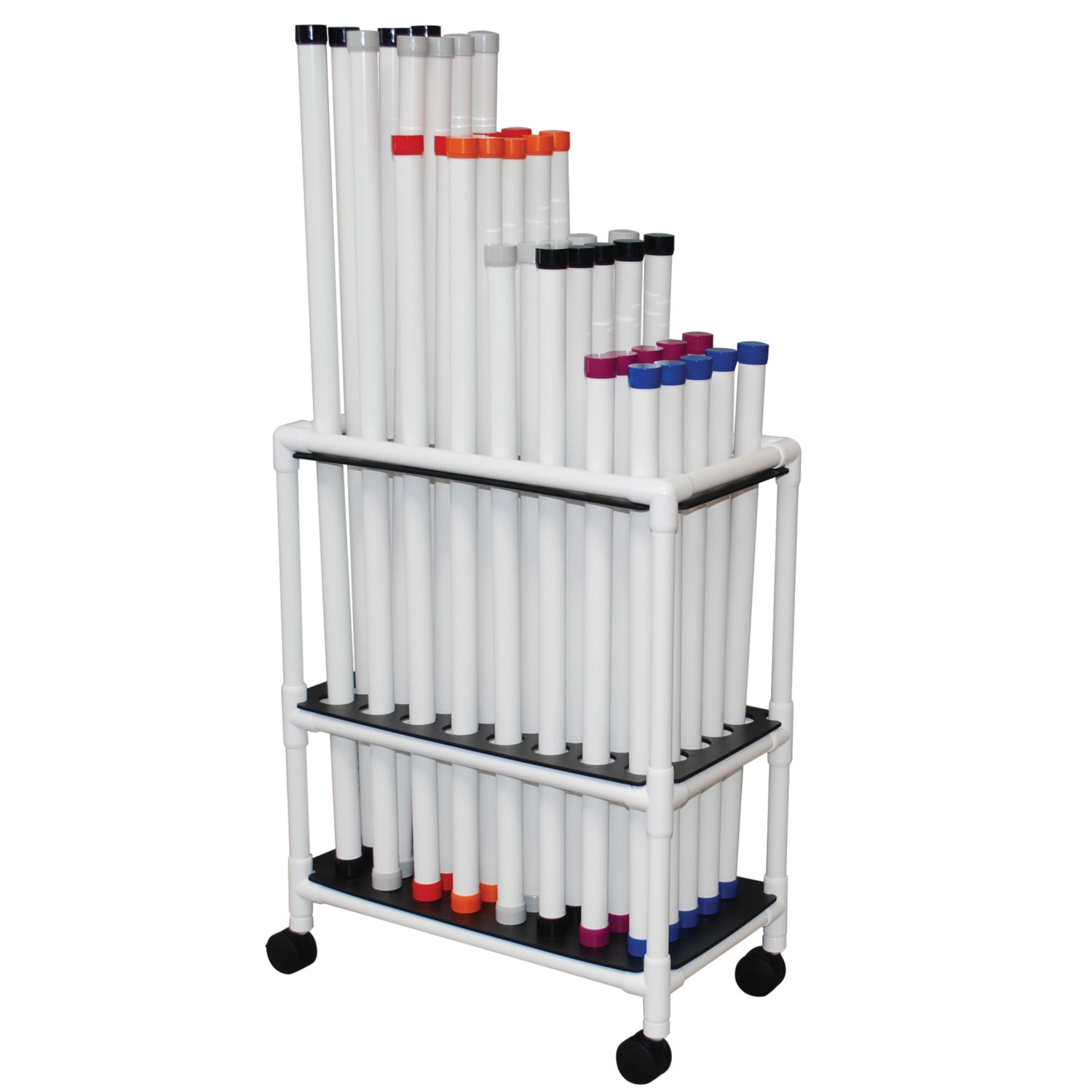 MJM International TRWB-40C Therapy Rehab Weighted Bars, Mobile Storage Cart holds 40 bars