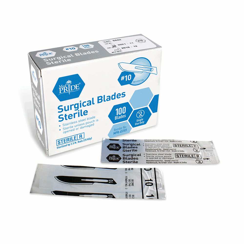 MedPride Surgical Blades - Stainless - Sterile #10 to #23 - 10 Boxes Per Case / Total of 100 Counts