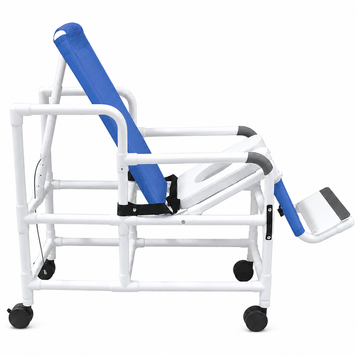 MJM International 193-TIS Tilt "N" Space Shower Chair With Open Front Soft Seat, Buckle Safety Belt, Double Drop Arms, 250 Lbs Weight Capacity