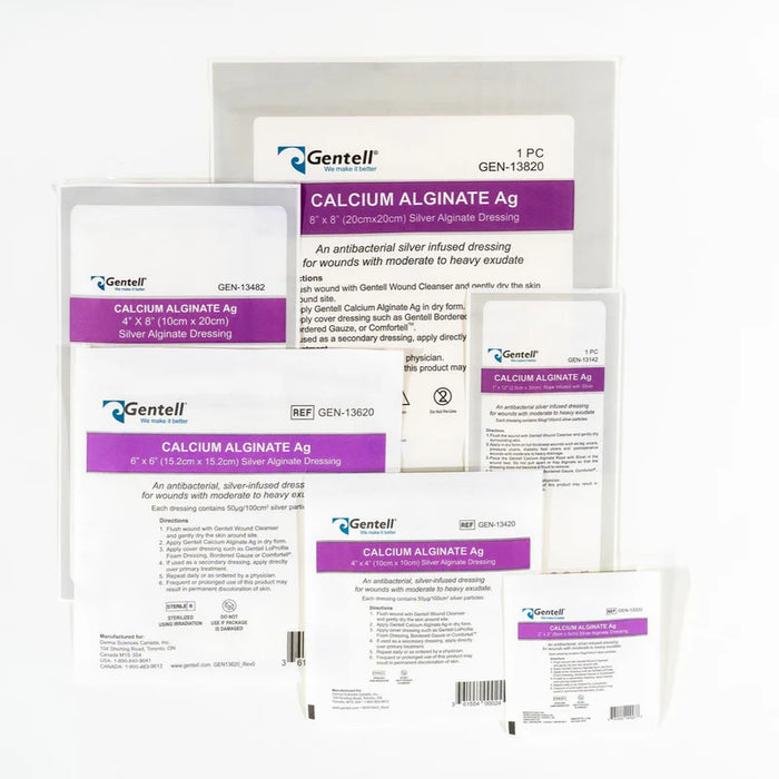 Gentell Calcium Alginate Ag (Silver) Dressings  Case (50/CS)