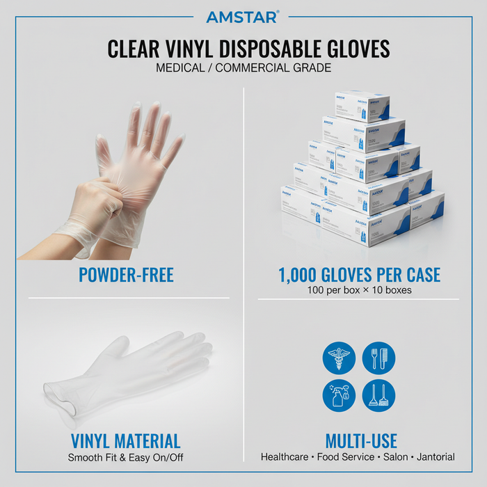 Amstar Vinyl Gloves Feature Quad