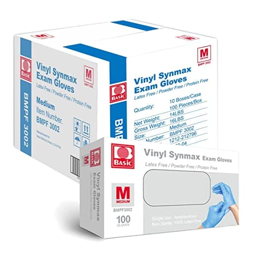 Basic Medical Synmax Nitrile-vinyl blend Blue Exam Gloves 1000 count