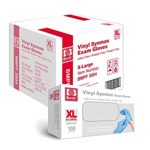 Basic Medical Synmax Nitrile-vinyl blend Blue Exam Gloves 1000 count