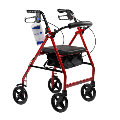 Dynarex DynaGo Quad 8 - Aluminum Rollator w/ 7.5" Wheels, Red