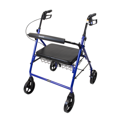 Dynarex Bari+Max Bariatric Rollator, Blue, 500 lb. Weight Capacity