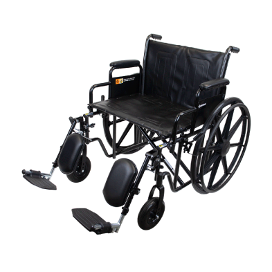 Dynarex Bari+Max Bariatric Wheelchair with Desk Arm Elevating Leg Rest, Silver Vein | 500 lb Weight Capacity