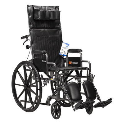 Dynaride Reclining Wheelchair - 20" x 16 "w/ Detach Desk Arm, Silver Vein, 1pc/cs