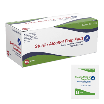 Dynarex Alcohol Prep Pad - Sterile, Large, 10/100/cs