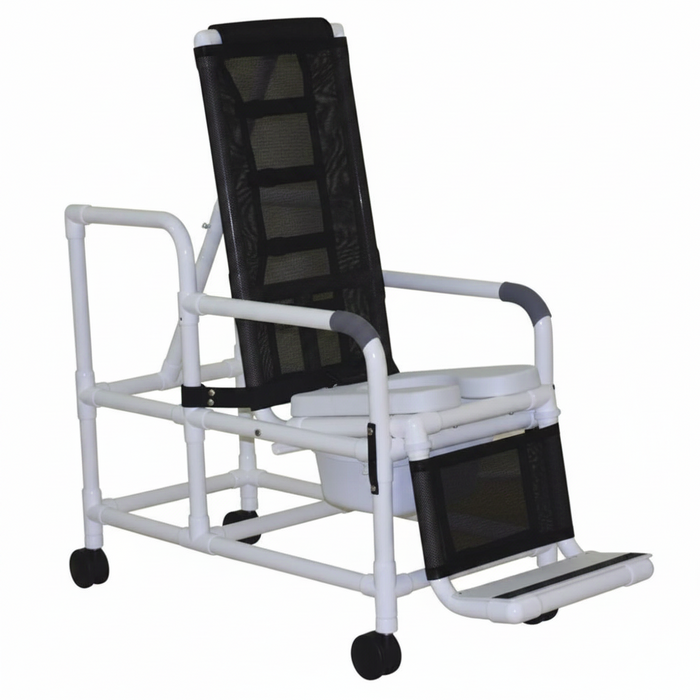 MJM International 193-TIS-SQ-PAIL Tilt "N" Space Shower Chair With Open Front Soft Seat, Buckle Safety Belt And Double Drop Arms, 250 Lbs Weight Capacity
