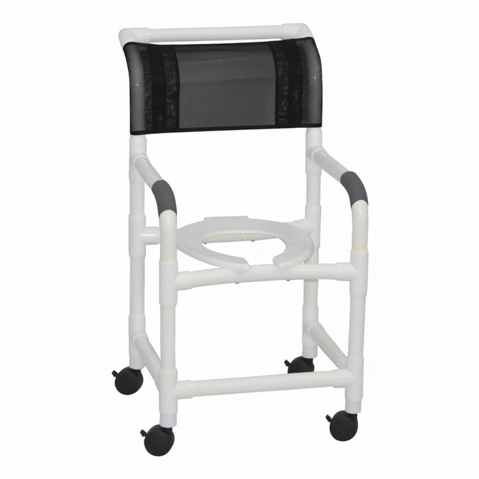 MJM International 118-3TW PVC Shower Chair with Fixed Arms – 18" Internal Seat 300 lbs. Capacity